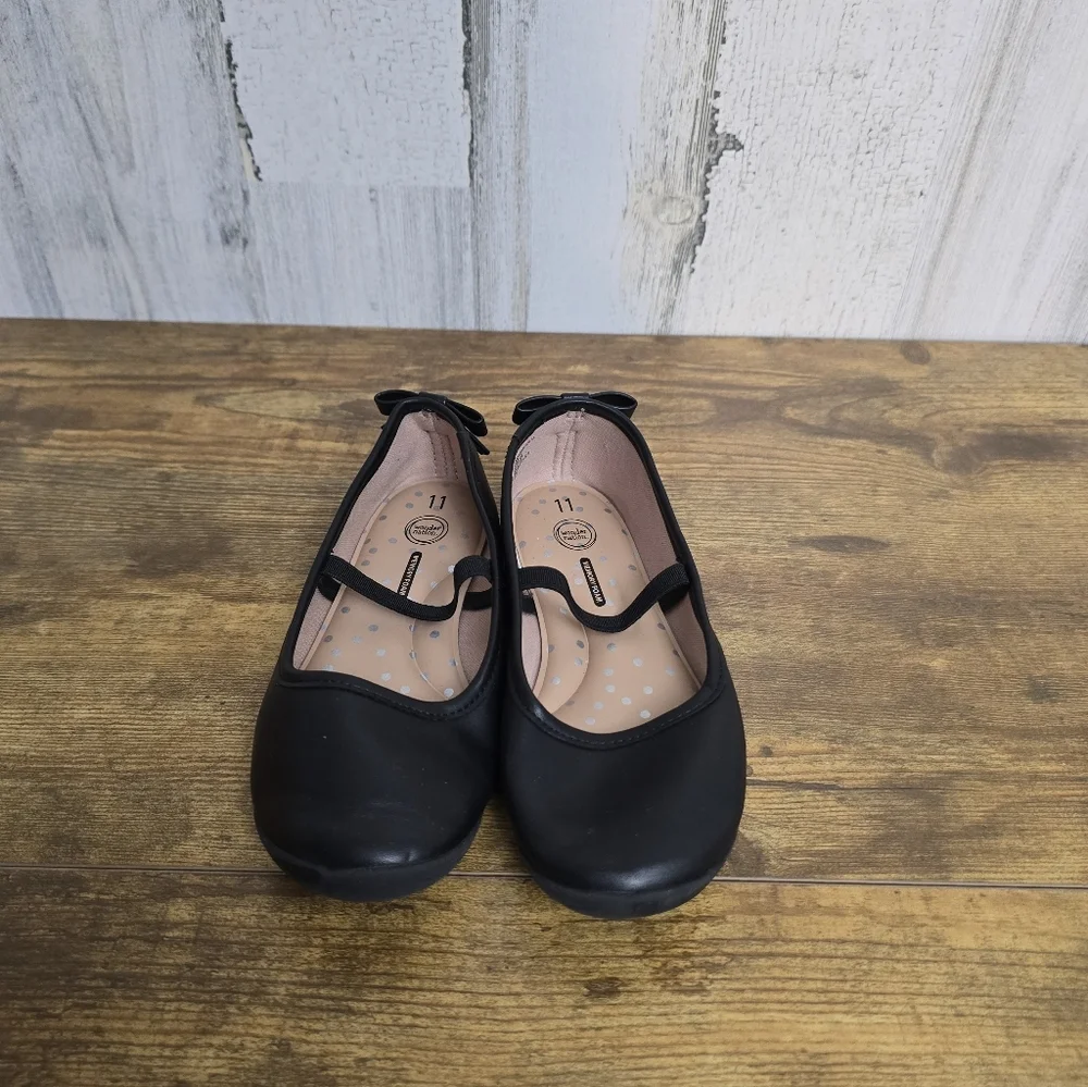 Wonder Nation Memory Foam Toddler Girls Black  Flats Size 11